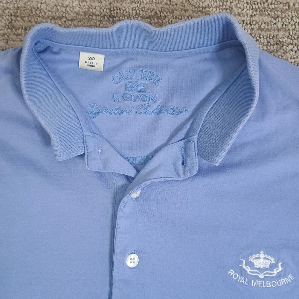 Cutter & Buck Signiture Collection Golf Polo Mens S/P Royal Melbourne Solid Blue